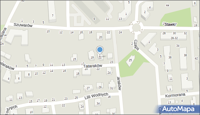 Toruń, Tataraków, 21, mapa Torunia