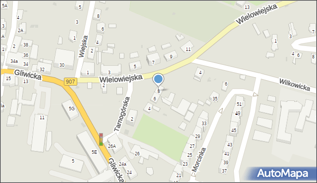 Toszek, Tarnogórska, 8, mapa Toszek