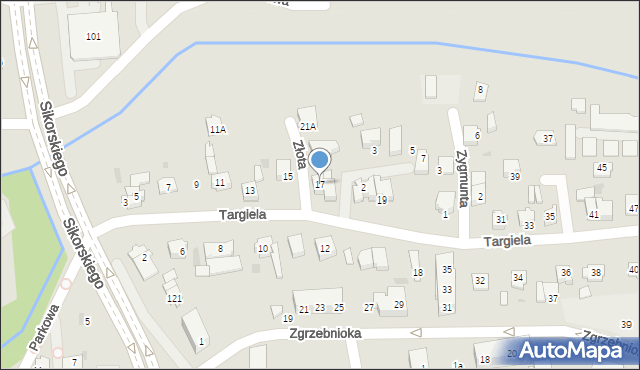 Tychy, Targiela Jana, 17, mapa Tychów