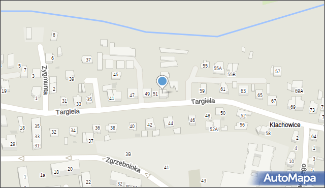 Tychy, Targiela Jana, 53, mapa Tychów