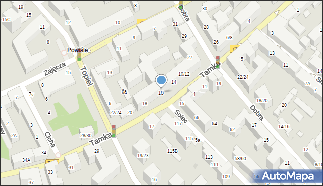 Warszawa, Tamka, 16, mapa Warszawy