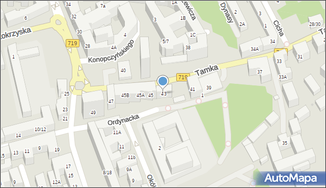 Warszawa, Tamka, 43, mapa Warszawy