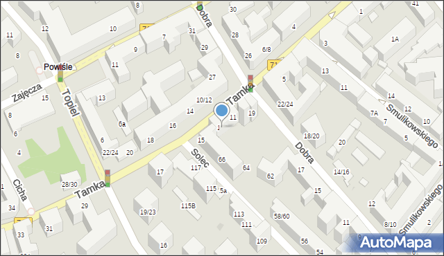 Warszawa, Tamka, 13A, mapa Warszawy