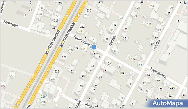 Warszawa, Tapicerska, 2, mapa Warszawy