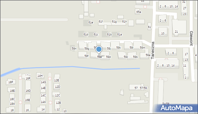 Warszawa, Taneczna, 59e, mapa Warszawy