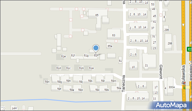 Warszawa, Taneczna, 61h, mapa Warszawy