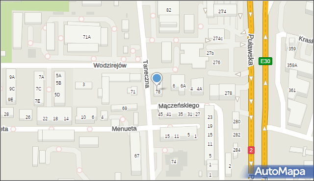 Warszawa, Taneczna, 78A, mapa Warszawy