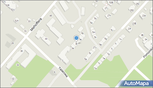 Warszawa, Talarowa, 3c, mapa Warszawy