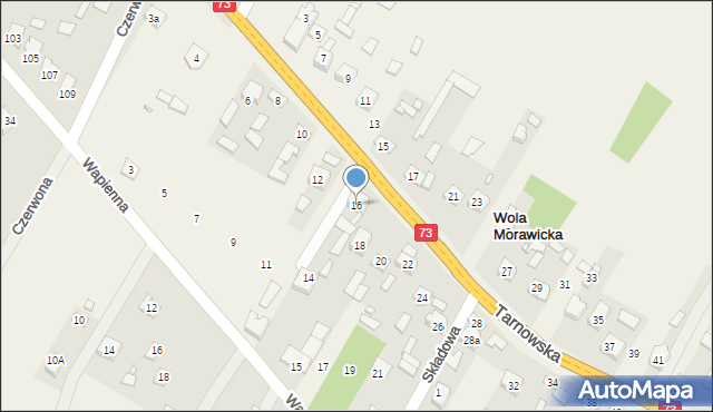 Wola Morawicka, Tarnowska, 16, mapa Wola Morawicka