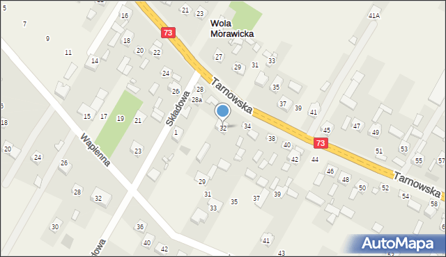Wola Morawicka, Tarnowska, 32, mapa Wola Morawicka