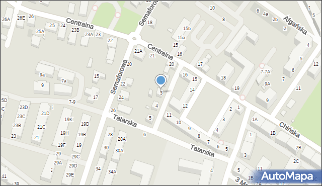 Wrocław, Tatarska, 3, mapa Wrocławia
