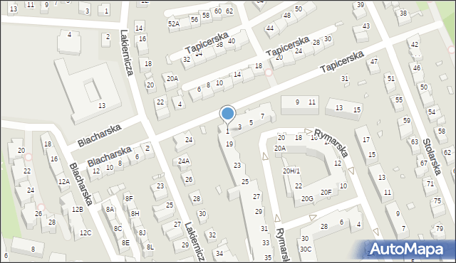 Wrocław, Tapicerska, 1, mapa Wrocławia