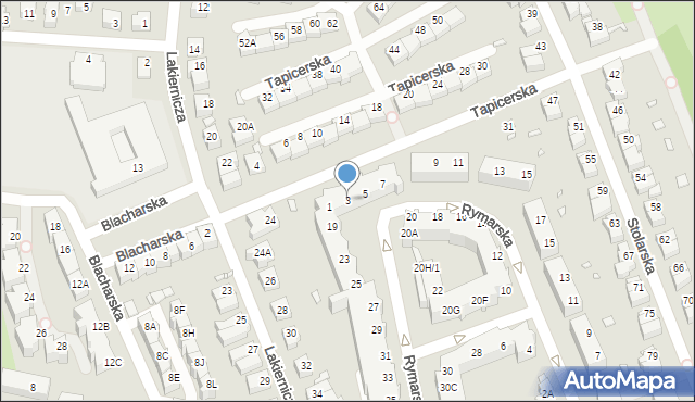 Wrocław, Tapicerska, 3, mapa Wrocławia