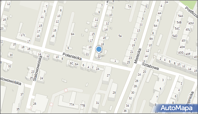 Wrocław, Tarnobrzeska, 22, mapa Wrocławia