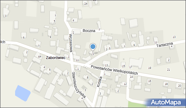 Zaborówiec, Tartaczna, 1, mapa Zaborówiec