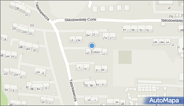 Zabrze, Tatarkiewicza Władysława, prof., 11B, mapa Zabrza
