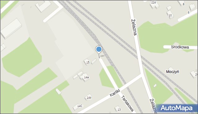 Żagań, Tartakowa, 1, mapa Żagań