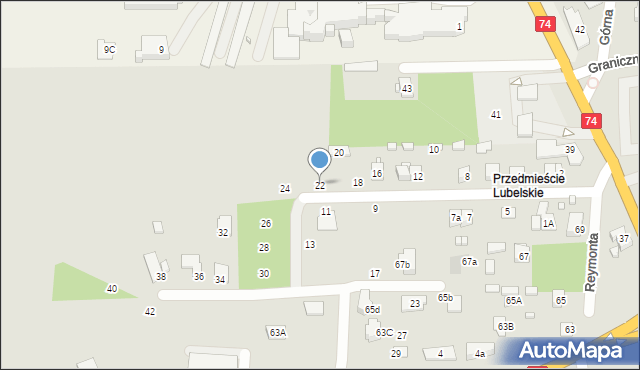 Zamość, Tartaczna, 22, mapa Zamościa