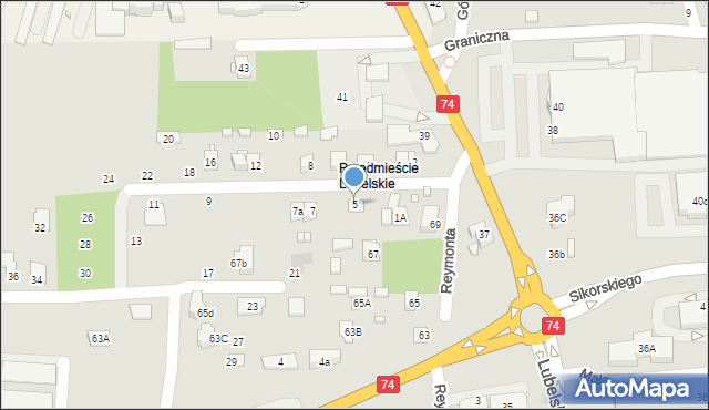 Zamość, Tartaczna, 5, mapa Zamościa