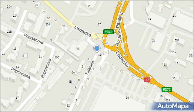 Zamość, Tatarska, 1, mapa Zamościa