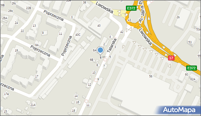 Zamość, Tatarska, 6, mapa Zamościa