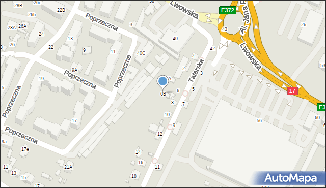 Zamość, Tatarska, 6B, mapa Zamościa