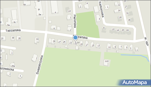 Żary, Tatrzańska, 21, mapa Żary