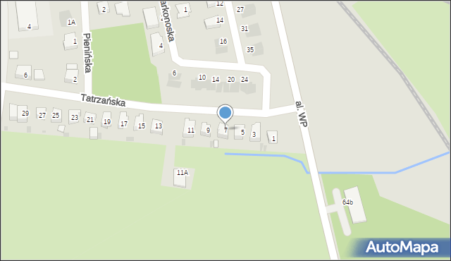 Żary, Tatrzańska, 7, mapa Żary