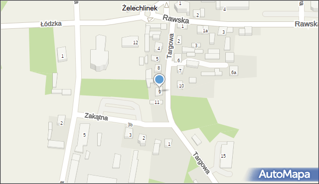 Żelechlinek, Targowa, 9, mapa Żelechlinek