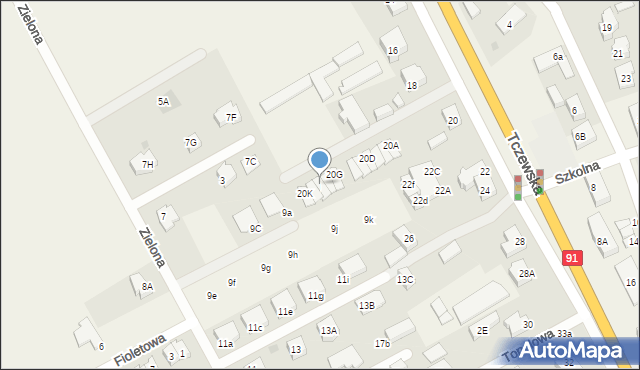 Łęgowo, Tczewska, 20I, mapa Łęgowo