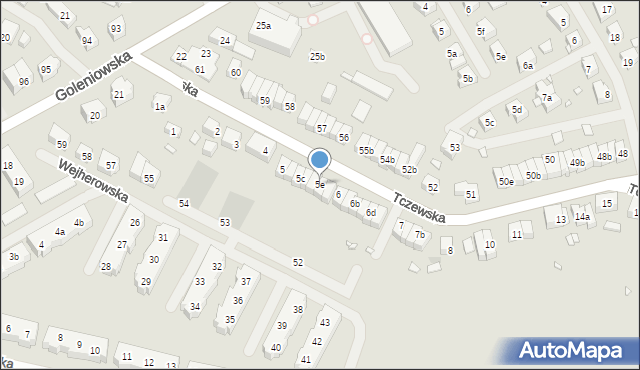Szczecin, Tczewska, 5e, mapa Szczecina
