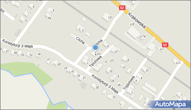 Andrychów, Tęczowa, 5, mapa Andrychów