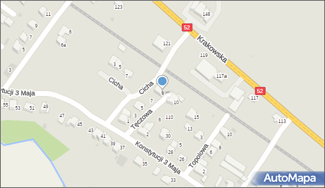 Andrychów, Tęczowa, 9, mapa Andrychów