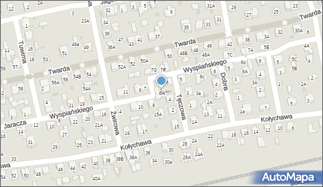 Biała Podlaska, Tęczowa, 6A, mapa Białej Podlaskiej
