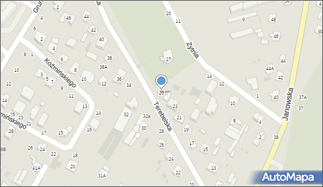 Biała Podlaska, Terebelska, 25, mapa Białej Podlaskiej