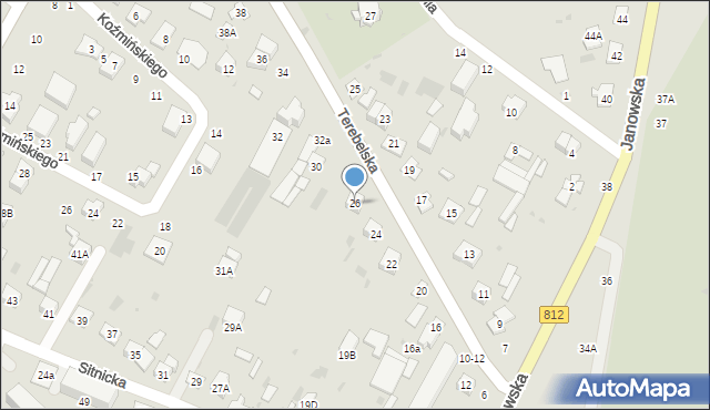 Biała Podlaska, Terebelska, 26, mapa Białej Podlaskiej