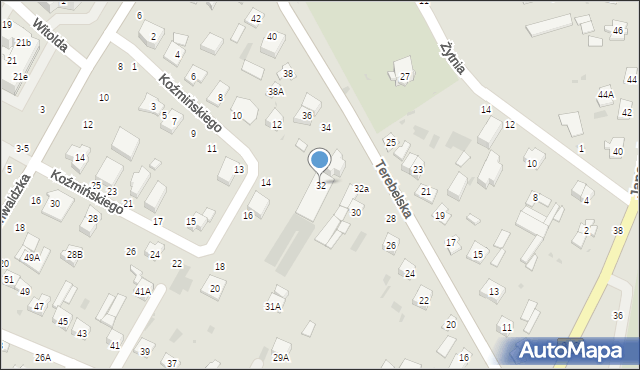 Biała Podlaska, Terebelska, 32, mapa Białej Podlaskiej