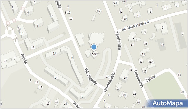 Biała Podlaska, Terebelska, 50A, mapa Białej Podlaskiej