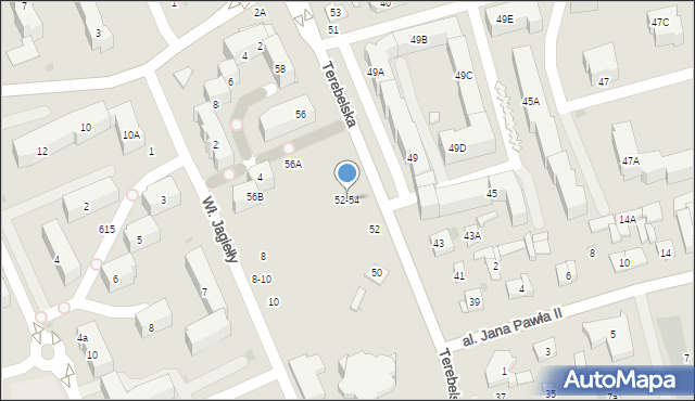 Biała Podlaska, Terebelska, 52-54, mapa Białej Podlaskiej