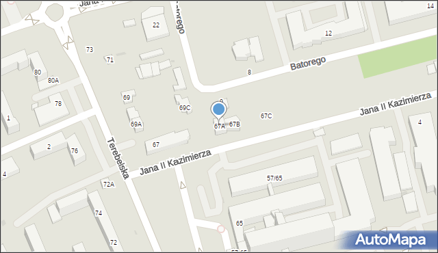 Biała Podlaska, Terebelska, 67A, mapa Białej Podlaskiej