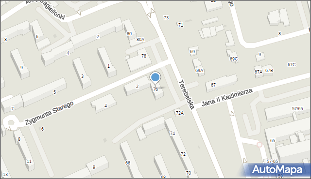 Biała Podlaska, Terebelska, 76, mapa Białej Podlaskiej