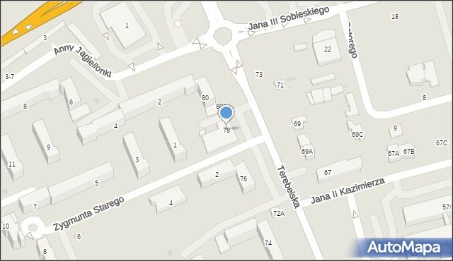 Biała Podlaska, Terebelska, 78, mapa Białej Podlaskiej