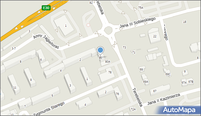 Biała Podlaska, Terebelska, 80, mapa Białej Podlaskiej