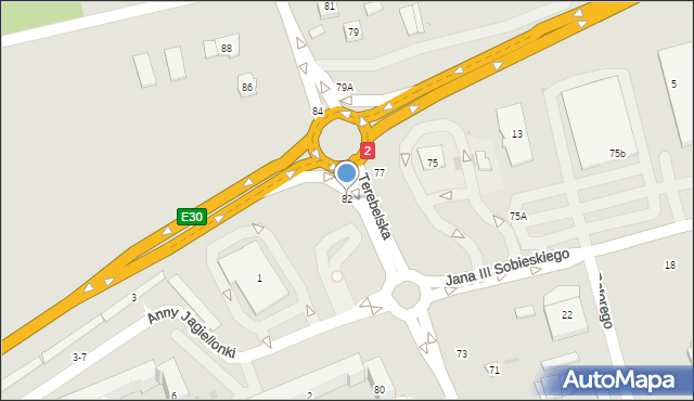 Biała Podlaska, Terebelska, 82, mapa Białej Podlaskiej