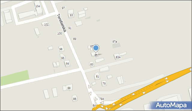 Biała Podlaska, Terebelska, 85, mapa Białej Podlaskiej