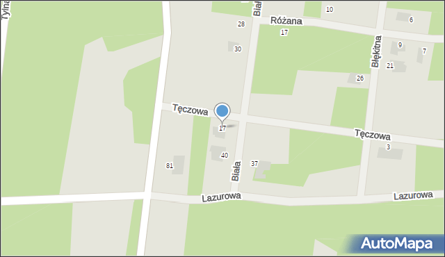 Białobrzegi, Tęczowa, 17, mapa Białobrzegi