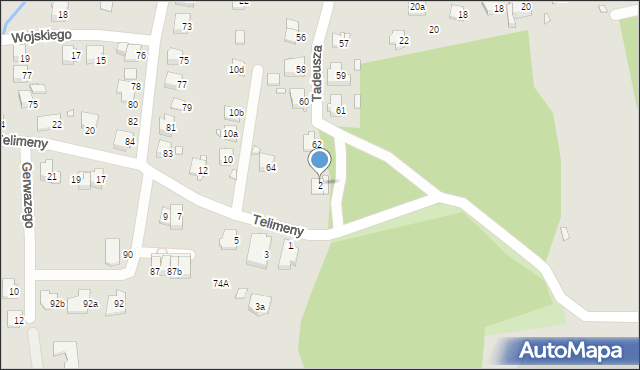 Bielsko-Biała, Telimeny, 2, mapa Bielsko-Białej