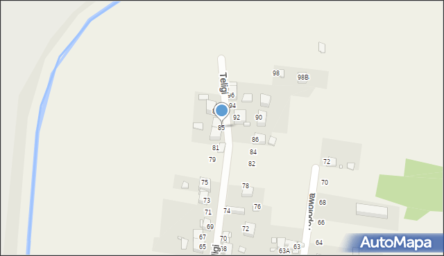 Bobrowniki, Teligi, 85, mapa Bobrowniki