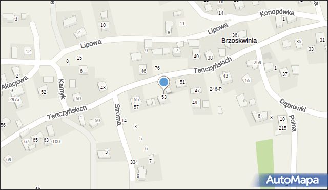 Brzoskwinia, Tenczyńskich, 53, mapa Brzoskwinia