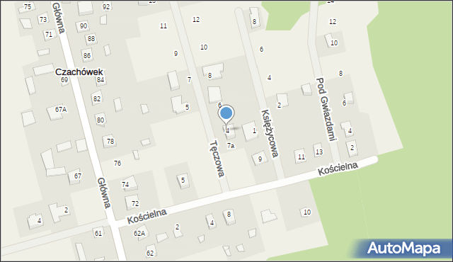 Czachówek, Tęczowa, 4, mapa Czachówek